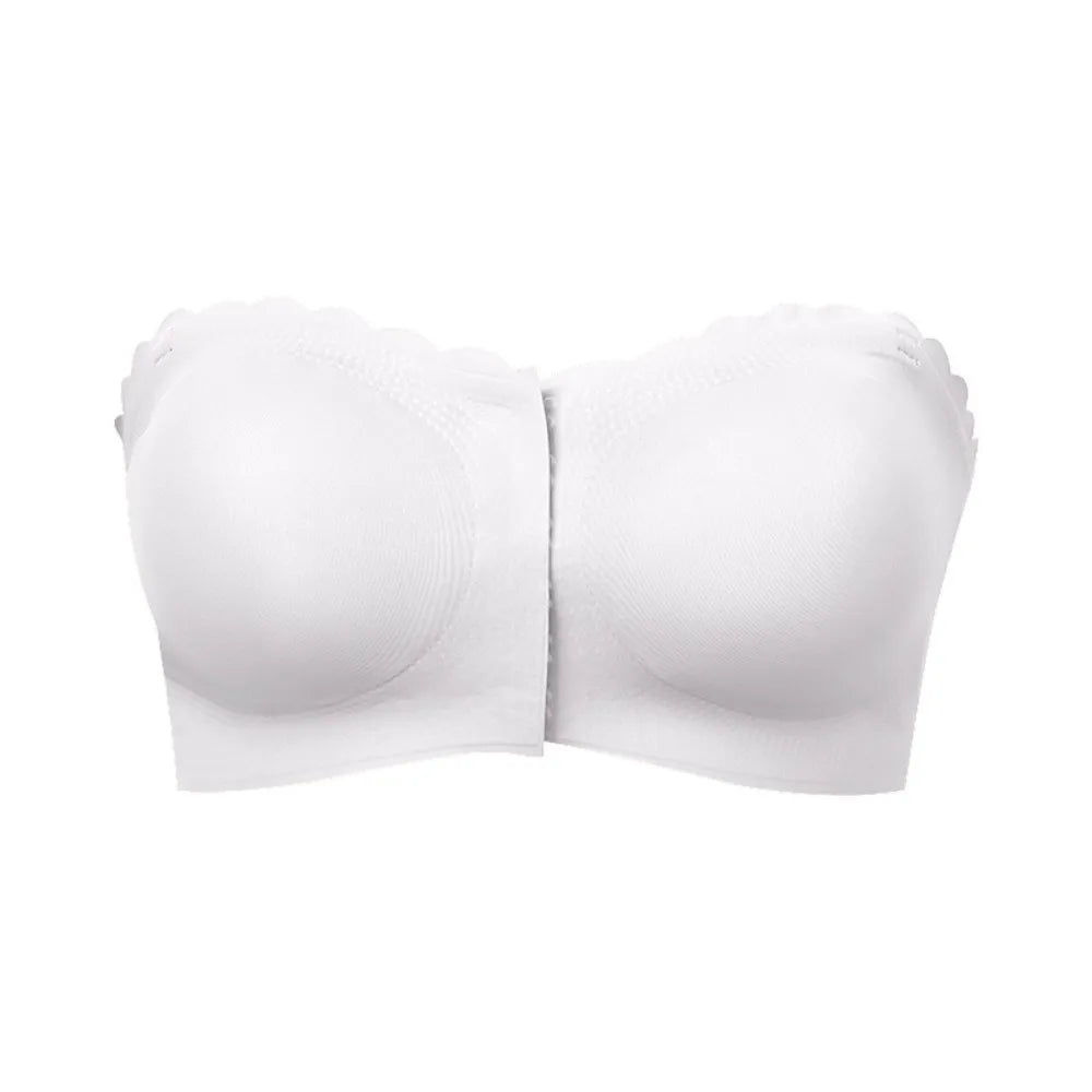 Women's Front Buckle Bra Sexy Strapless Underwear Seamless Invisible Waves Grain Bras Wireless Comfort One-piece Smooth Bralette