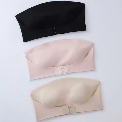 Women's Strapless Bra Seamless Wireless No Padding Front Button Bra Comfortable Smooth Silicone Everyday Non-slip Underwear