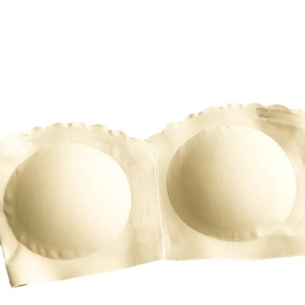Women's Front Buckle Bra Sexy Strapless Underwear Seamless Invisible Waves Grain Bras Wireless Comfort One-piece Smooth Bralette