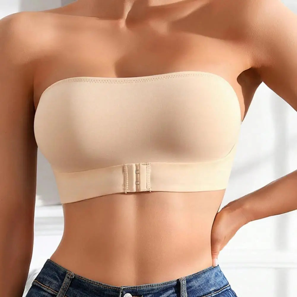 Strapless Push Up Bra with Front Buckle – Non-Slip Support