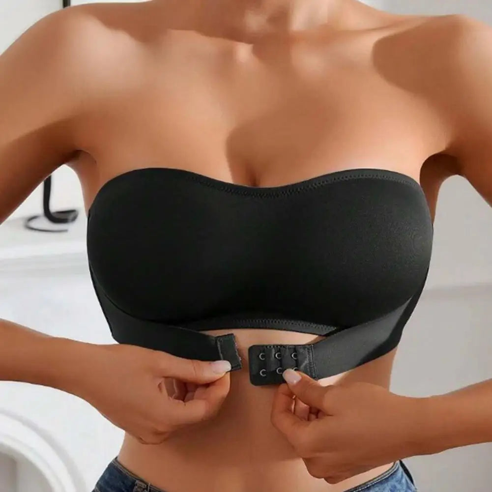 Strapless Push Up Bra with Front Buckle – Non-Slip Support